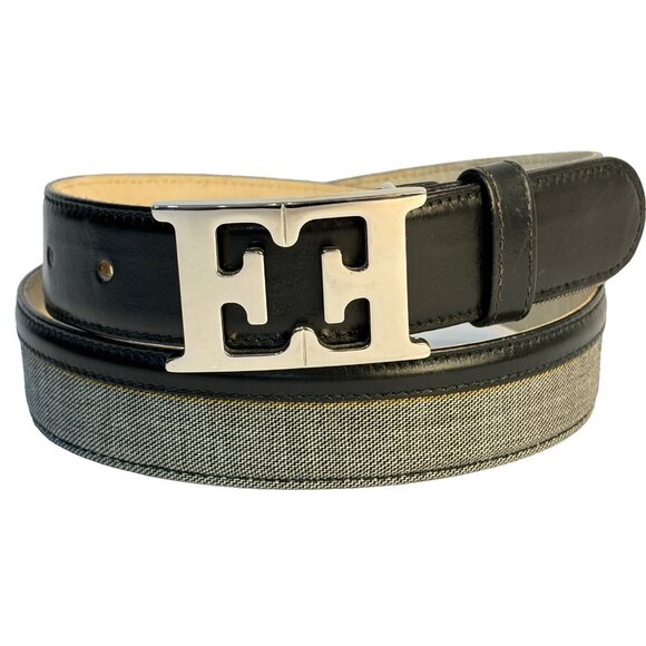 Rare Escada 90’s Gray Black Denim Belt Size M EU 40